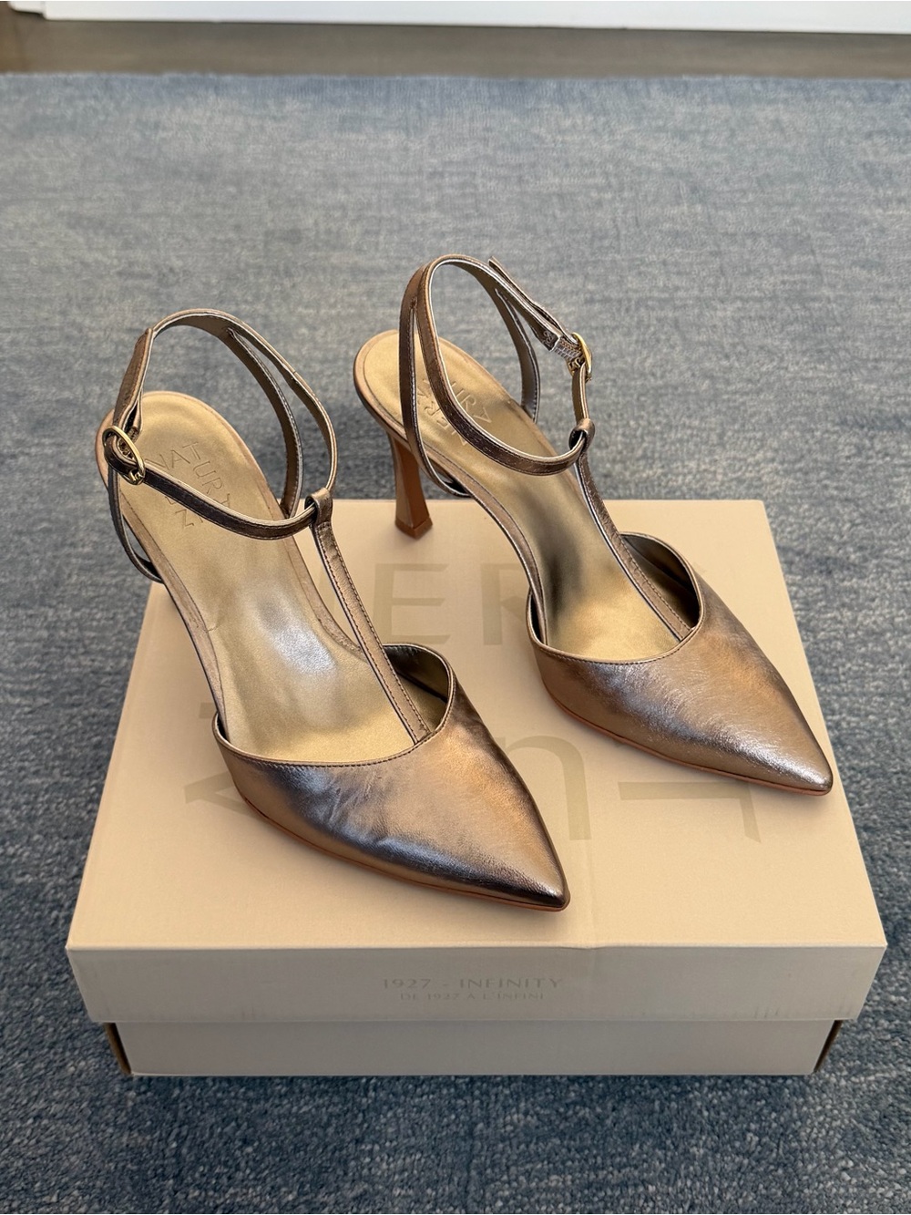 Naturalizer Metallic Silver/Bronze Pointed-Toe Slingback Heels